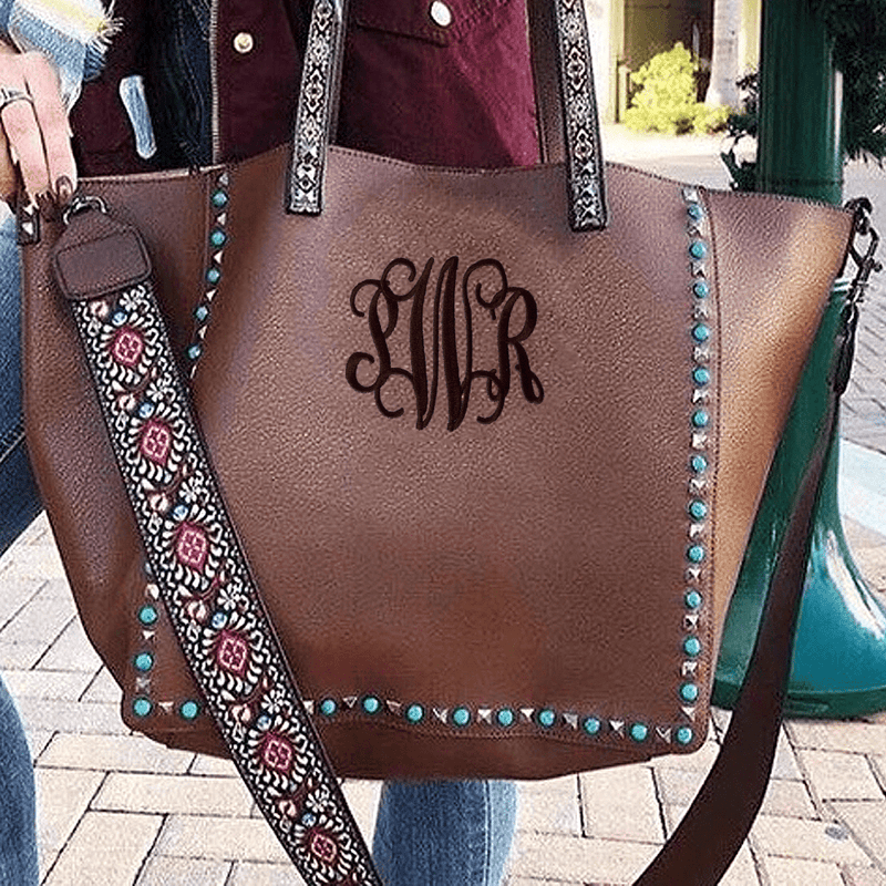 Large Guitar Strap Purse w Makeup Bag Just Monograms LLC