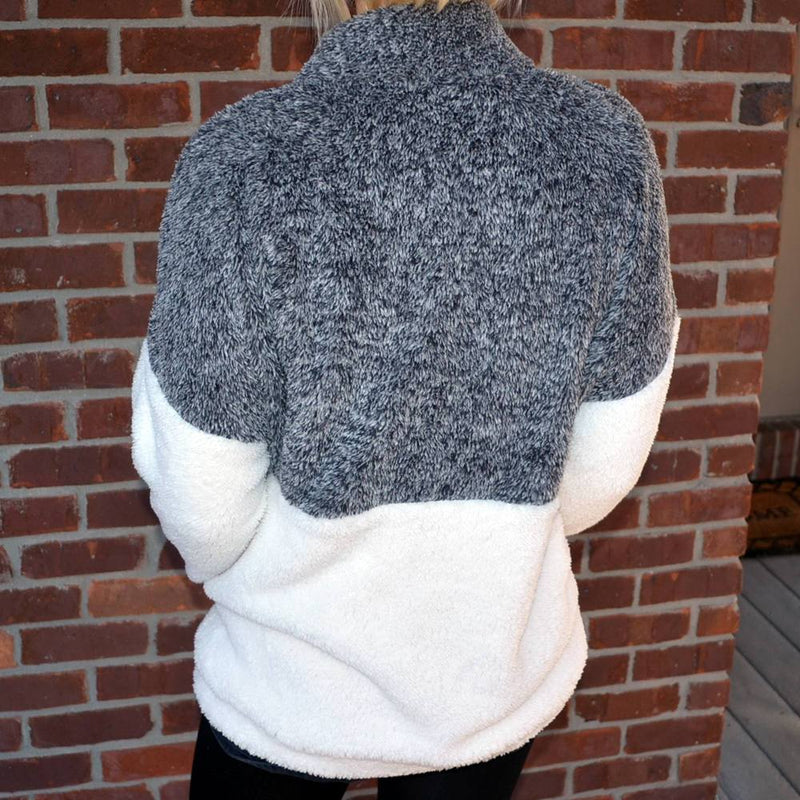 Two Tone Sherpa Pullover