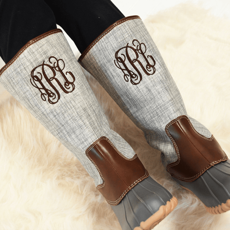 Tall LINEN GREY Duck Boots Just Monograms LLC